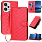 YX0070 Carbon Fiber Buckle Leather Phone Case with Lanyard, For Redmi Note 12 Turbo / Xiaomi Poco F5