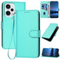 YX0070 Carbon Fiber Buckle Leather Phone Case with Lanyard, For Redmi Note 13R Pro / Poco X6 Neo, For Redmi Note 12 Turbo / Poco F5