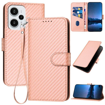 YX0070 Carbon Fiber Buckle Leather Phone Case with Lanyard, For Redmi Note 12 Turbo / Xiaomi Poco F5