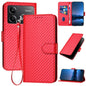 YX0070 Carbon Fiber Buckle Leather Phone Case with Lanyard, For Redmi 13 4G, For Redmi Turbo 3 / Xiaomi Poco F6, For Redmi Note 13R Pro / Xiaomi Poco X6 Neo