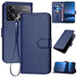 YX0070 Carbon Fiber Buckle Leather Phone Case with Lanyard, For Redmi 13 4G, For Redmi Turbo 3 / Xiaomi Poco F6, For Redmi Note 13R Pro / Xiaomi Poco X6 Neo