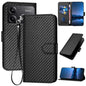 YX0070 Carbon Fiber Buckle Leather Phone Case with Lanyard, For Redmi 13 4G, For Redmi Turbo 3 / Xiaomi Poco F6, For Redmi Note 13R Pro / Xiaomi Poco X6 Neo
