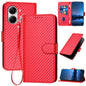 YX0070 Carbon Fiber Buckle Leather Phone Case with Lanyard, For Redmi Note 14 4G 164.84mm, For Redmi Turbo 4 / Poco X7 Pro, For Redmi Note 14 Pro 4G