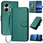 YX0070 Carbon Fiber Buckle Leather Phone Case with Lanyard, For Redmi Note 14 4G 164.84mm, For Redmi Turbo 4 / Poco X7 Pro, For Redmi Note 14 Pro 4G