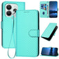 YX0070 Carbon Fiber Buckle Leather Phone Case with Lanyard, For Redmi Note 14 4G 164.84mm, For Redmi Turbo 4 / Poco X7 Pro, For Redmi Note 14 Pro 4G