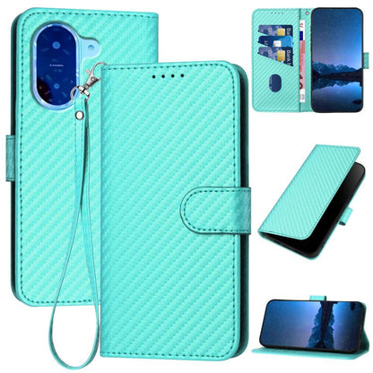 YX0070 Carbon Fiber Buckle Leather Phone Case with Lanyard, For Redmi 15 5G / 4G EU 171mm, For Redmi Turbo 4 Pro / Xiaomi Poco F7, For Redmi A5 4G 171.7mm / Xiaomi Poco C71