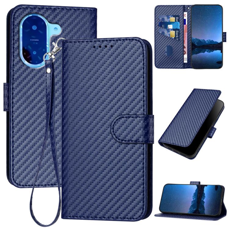 YX0070 Carbon Fiber Buckle Leather Phone Case with Lanyard, For Redmi A5 4G 171.7mm / Poco C71, For Redmi K80 Pro / Poco F7 Ultra, For Redmi K80 / Poco F7 Pro