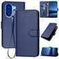 YX0070 Carbon Fiber Buckle Leather Phone Case with Lanyard, For Redmi A5 4G 171.7mm / Poco C71, For Redmi K80 Pro / Poco F7 Ultra, For Redmi K80 / Poco F7 Pro