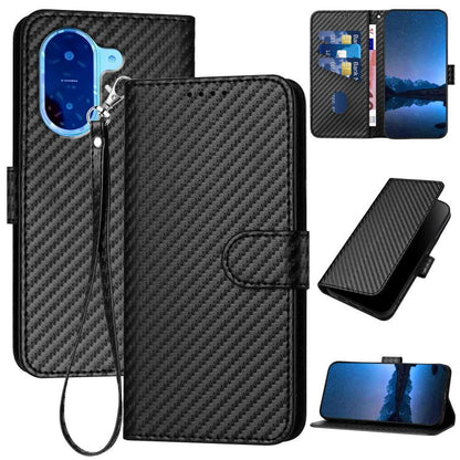 YX0070 Carbon Fiber Buckle Leather Phone Case with Lanyard, For Redmi 15 5G / 4G EU 171mm, For Redmi Turbo 4 Pro / Xiaomi Poco F7, For Redmi A5 4G 171.7mm / Xiaomi Poco C71