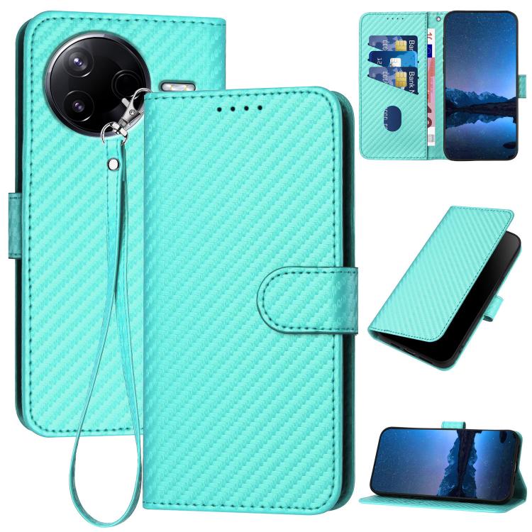 YX0070 Carbon Fiber Buckle Leather Phone Case with Lanyard, For Redmi A5 4G 171.7mm / Poco C71, For Redmi K80 Pro / Poco F7 Ultra, For Redmi K80 / Poco F7 Pro