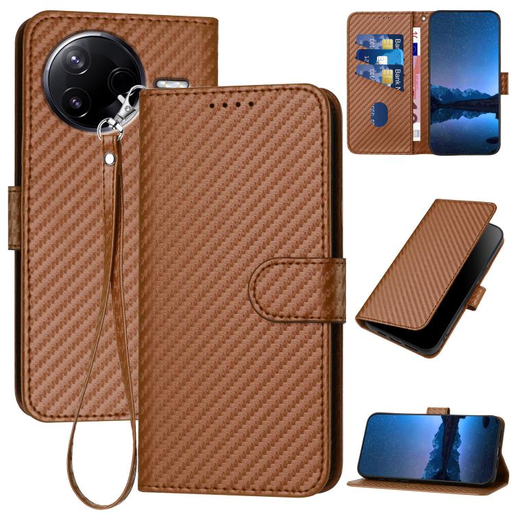 YX0070 Carbon Fiber Buckle Leather Phone Case with Lanyard, For Redmi K80 Pro / Xiaomi Poco F7 Ultra, For Redmi K80 / Xiaomi Poco F7 Pro, For Redmi Note 14 4G 164.84mm