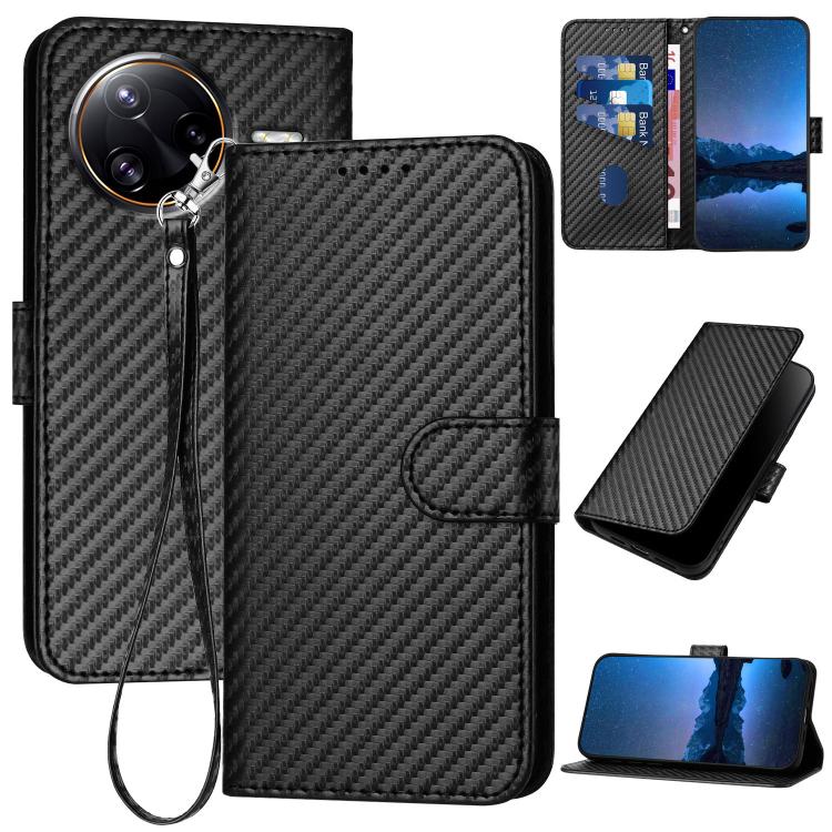 YX0070 Carbon Fiber Buckle Leather Phone Case with Lanyard, For Redmi K80 Pro / Xiaomi Poco F7 Ultra, For Redmi K80 / Xiaomi Poco F7 Pro, For Redmi Note 14 4G 164.84mm