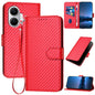 YX0070 Carbon Fiber Buckle Leather Phone Case with Lanyard, For Redmi 15 5G Global / 15 4G SEA 169.5mm, For Redmi 15 5G / 4G EU 171mm, For Redmi Turbo 4 Pro / Poco F7