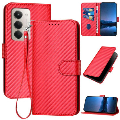 YX0070 Carbon Fiber Buckle Leather Phone Case with Lanyard, For Redmi 15 5G Global / 15 4G SEA 169.5mm, For Redmi 15 5G / 4G EU 171mm, For Redmi Turbo 4 Pro / Poco F7