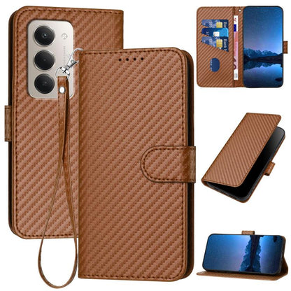 YX0070 Carbon Fiber Buckle Leather Phone Case with Lanyard, For Redmi 15 5G / 4G EU 171mm, For Redmi Turbo 4 Pro / Xiaomi Poco F7, For Redmi A5 4G 171.7mm / Xiaomi Poco C71