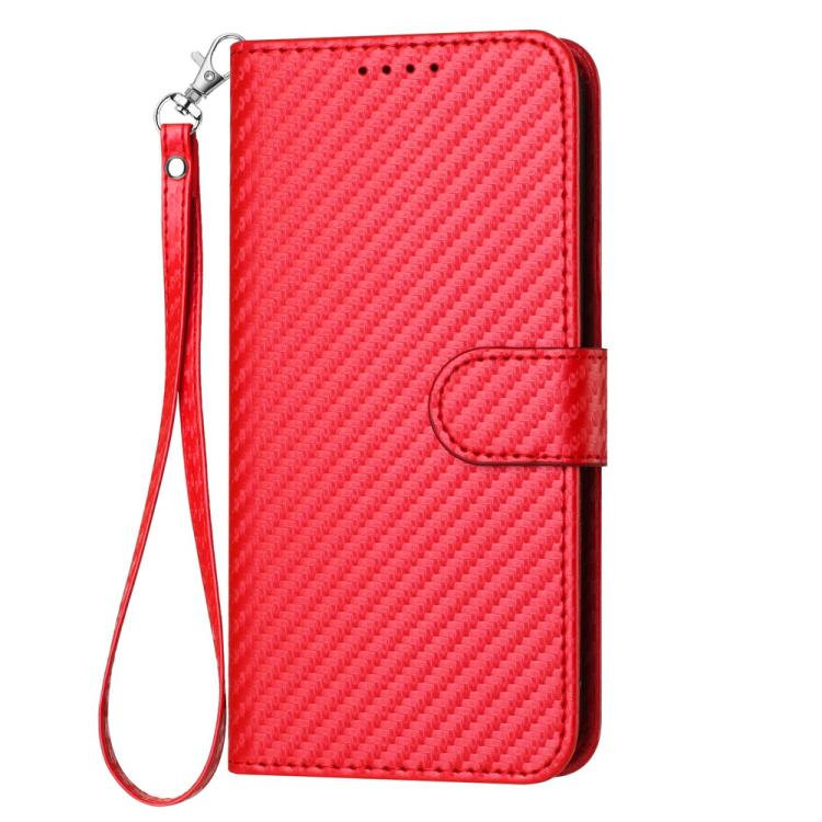 YX0070 Carbon Fiber Buckle Leather Phone Case with Lanyard, For Redmi Note 15 4G Global 164mm, For Redmi K90 / Xiaomi Poco F8 Pro 5G, For Redmi 15 5G Global / 15 4G SEA 169.5mm