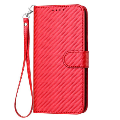 YX0070 Carbon Fiber Buckle Leather Phone Case with Lanyard, For Redmi Note 15 4G Global 164mm, For Redmi K90 / Xiaomi Poco F8 Pro 5G, For Redmi 15 5G Global / 15 4G SEA 169.5mm