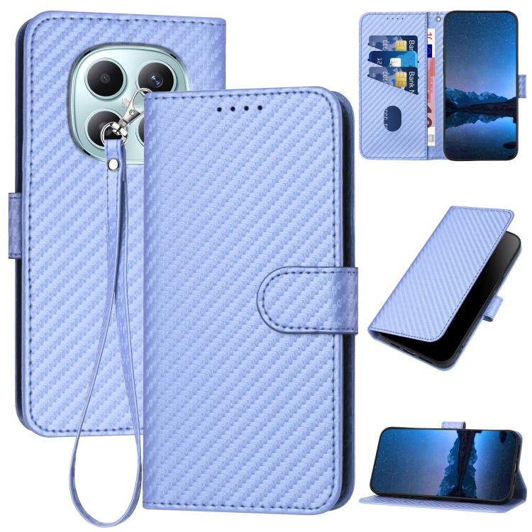 YX0070 Carbon Fiber Buckle Leather Phone Case with Lanyard, For Redmi Note 15 4G Global 164mm, For Redmi K90 / Xiaomi Poco F8 Pro 5G, For Redmi 15 5G Global / 15 4G SEA 169.5mm