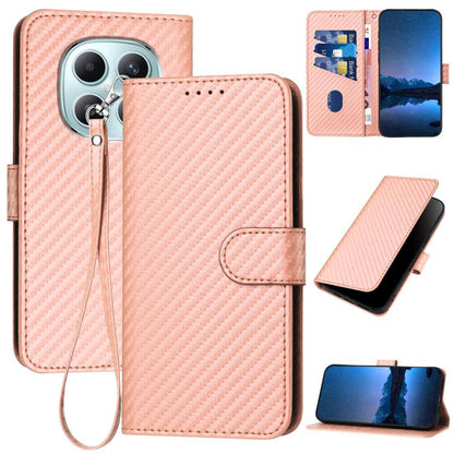 YX0070 Carbon Fiber Buckle Leather Phone Case with Lanyard, For Redmi Note 15 4G Global 164mm, For Redmi K90 / Xiaomi Poco F8 Pro 5G, For Redmi 15 5G Global / 15 4G SEA 169.5mm