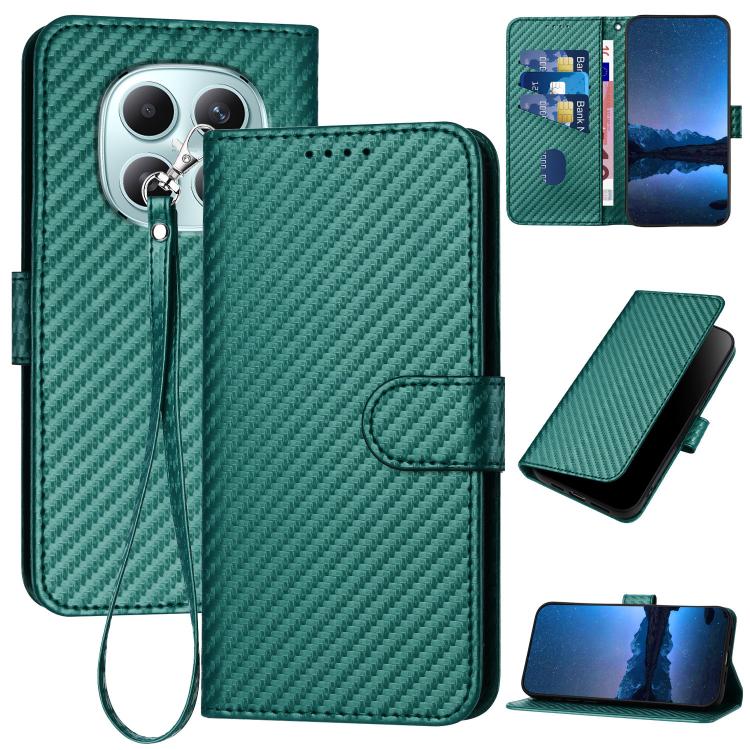 YX0070 Carbon Fiber Buckle Leather Phone Case with Lanyard, For Redmi Note 15 4G Global 164mm, For Redmi K90 / Xiaomi Poco F8 Pro 5G, For Redmi 15 5G Global / 15 4G SEA 169.5mm