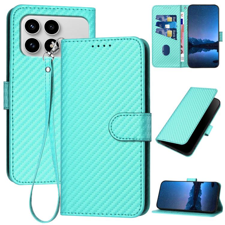 YX0070 Carbon Fiber Buckle Leather Phone Case with Lanyard, For Redmi Note 15 4G Global 164mm, For Redmi K90 / Xiaomi Poco F8 Pro 5G, For Redmi 15 5G Global / 15 4G SEA 169.5mm