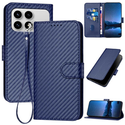 YX0070 Carbon Fiber Buckle Leather Phone Case with Lanyard, For Redmi Note 15 4G Global 164mm, For Redmi K90 / Xiaomi Poco F8 Pro 5G, For Redmi 15 5G Global / 15 4G SEA 169.5mm