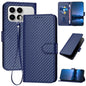 YX0070 Carbon Fiber Buckle Leather Phone Case with Lanyard, For Redmi Note 15 4G Global 164mm, For Redmi K90 / Xiaomi Poco F8 Pro 5G, For Redmi 15 5G Global / 15 4G SEA 169.5mm