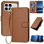 YX0070 Carbon Fiber Buckle Leather Phone Case with Lanyard, For Redmi Note 15 4G Global 164mm, For Redmi K90 / Xiaomi Poco F8 Pro 5G, For Redmi 15 5G Global / 15 4G SEA 169.5mm