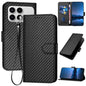 YX0070 Carbon Fiber Buckle Leather Phone Case with Lanyard, For Redmi Note 15 4G Global 164mm, For Redmi K90 / Xiaomi Poco F8 Pro 5G, For Redmi 15 5G Global / 15 4G SEA 169.5mm