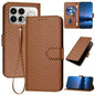 YX0070 Carbon Fiber Buckle Leather Phone Case with Lanyard, For Redmi Note 15 4G / 5G 164mm / Poco M8 5G, For Redmi K90 Pro Max / Poco F8 Ultra, For Redmi K90 / Poco F8 Pro 5G