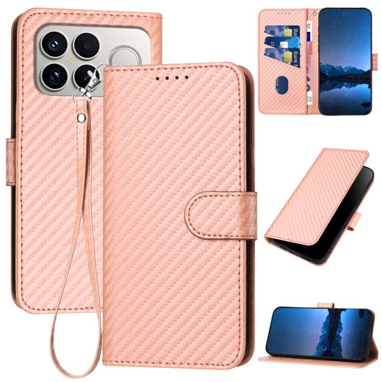 YX0070 Carbon Fiber Buckle Leather Phone Case with Lanyard, For Redmi Note 15 4G / 5G 164mm / Poco M8 5G, For Redmi K90 Pro Max / Poco F8 Ultra, For Redmi K90 / Poco F8 Pro 5G