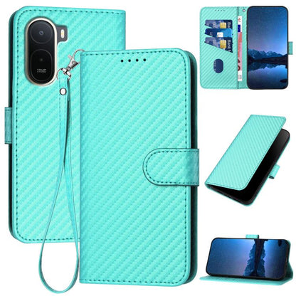 YX0070 Carbon Fiber Buckle Leather Phone Case with Lanyard, For Redmi A7 Pro 4G / 5G 171mm / Poco C85x 5G, For Redmi Turbo 5 Max / Poco X8 Pro Max, For Redmi Turbo 5 5G / Poco X8 Pro 5G