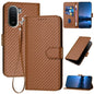 YX0070 Carbon Fiber Buckle Leather Phone Case with Lanyard, For Redmi A7 Pro 4G / 5G 171mm / Poco C85x 5G, For Redmi Turbo 5 Max / Poco X8 Pro Max, For Redmi Turbo 5 5G / Poco X8 Pro 5G