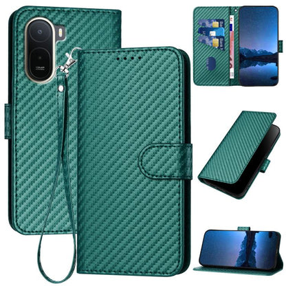 YX0070 Carbon Fiber Buckle Leather Phone Case with Lanyard, For Redmi A7 Pro 4G / 5G 171mm / Poco C85x 5G, For Redmi Turbo 5 Max / Poco X8 Pro Max, For Redmi Turbo 5 5G / Poco X8 Pro 5G