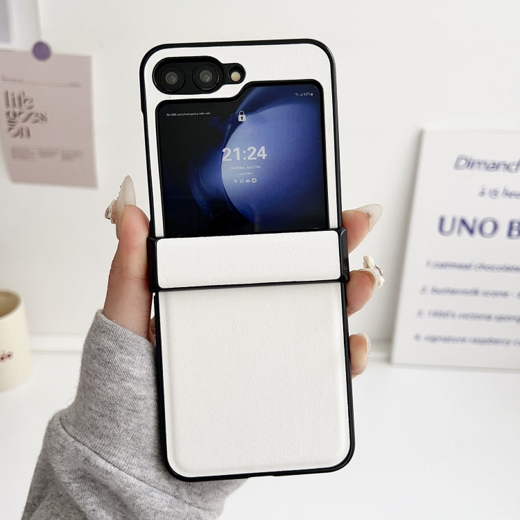 Three-piece Set Morandi Solid Color Leather Texture Phone Case, For Samsung Galaxy Z Flip6 / Flip7 FE