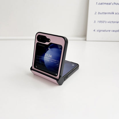 Three-piece Set Morandi Solid Color Leather Texture Phone Case, For Samsung Galaxy Z Flip6 / Flip7 FE