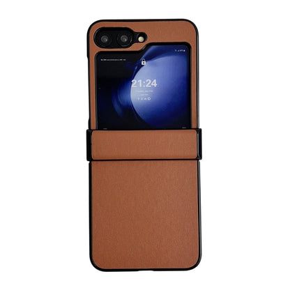 Three-piece Set Morandi Solid Color Leather Texture Phone Case, For Samsung Galaxy Z Flip6 / Flip7 FE
