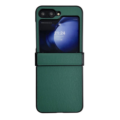 Three-piece Set Morandi Solid Color Leather Texture Phone Case, For Samsung Galaxy Z Flip6 / Flip7 FE