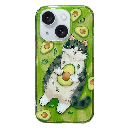 Illustration Graffiti Cat Pattern Double Layer LMD Phone Case, For iPhone 15 Pro Max, For iPhone 15 Pro, For iPhone 15, For iPhone 14, For iPhone 14 Pro, For iPhone 14 Pro Max, For iPhone 13