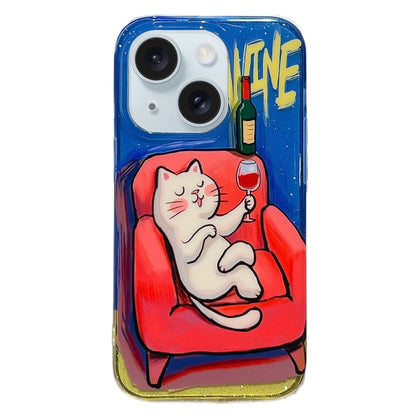 Illustration Graffiti Cat Pattern Double Layer LMD Phone Case, For iPhone 15 Pro Max, For iPhone 15 Pro, For iPhone 15, For iPhone 14, For iPhone 14 Pro, For iPhone 14 Pro Max, For iPhone 13