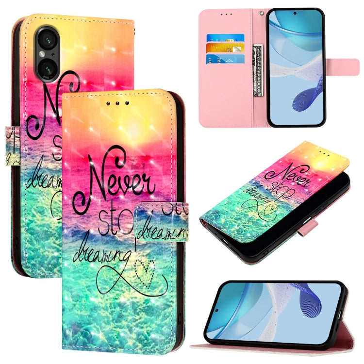 3D Painting Horizontal Flip Leather Phone Case, For Sony Xperia 5 VI, For Sony Xperia 5 V, For Sony Xperia 1 V