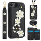 Crossbody Flower Pattern Leather Phone Case, For iPhone SE 2022 / SE 2020, For iPhone 13 Pro Max, For iPhone 13 Pro, For iPhone 12 / 12 Pro