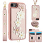Crossbody Flower Pattern Leather Phone Case, For iPhone SE 2022 / SE 2020, For iPhone 13 Pro Max, For iPhone 13 Pro, For iPhone 12 / 12 Pro