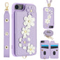 Crossbody Flower Pattern Leather Phone Case, For iPhone SE 2022 / SE 2020, For iPhone 13 Pro Max, For iPhone 13 Pro, For iPhone 12 / 12 Pro