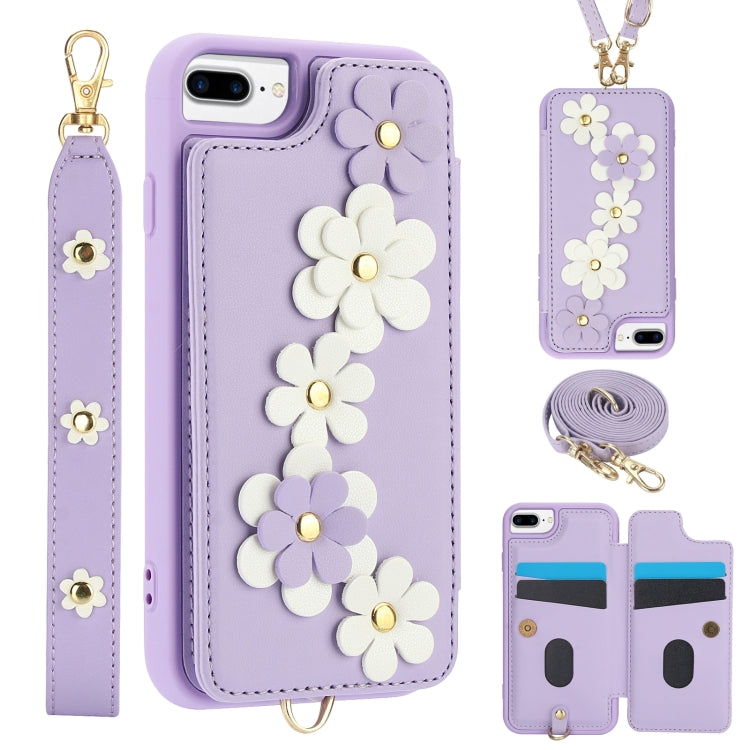 Crossbody Flower Pattern Leather Phone Case