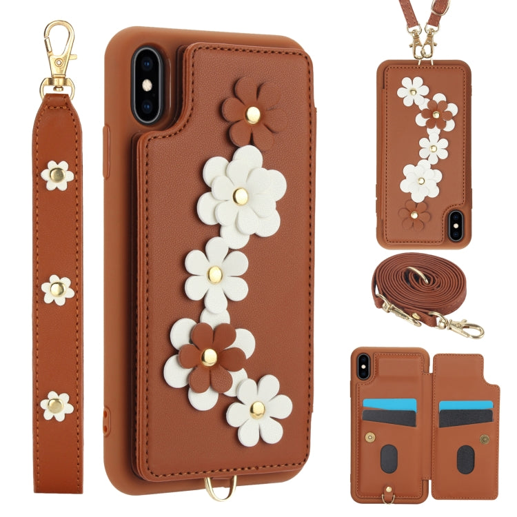 Crossbody Flower Pattern Leather Phone Case