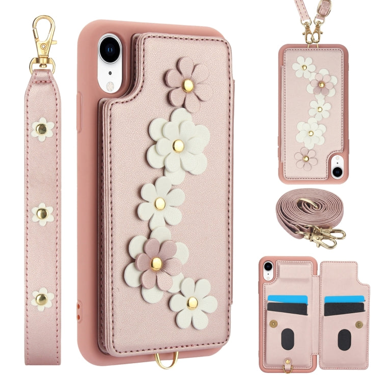 Crossbody Flower Pattern Leather Phone Case