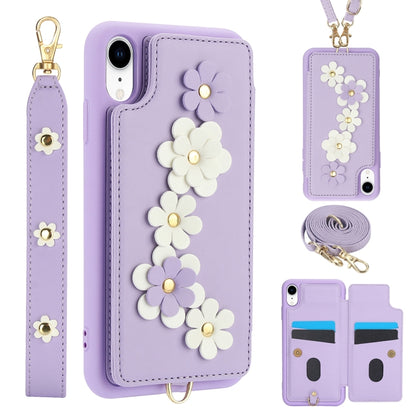 Crossbody Flower Pattern Leather Phone Case