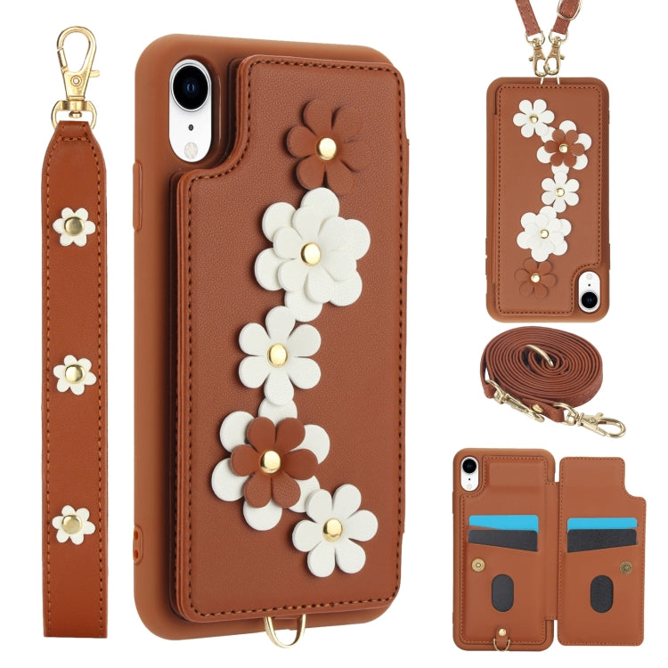 Crossbody Flower Pattern Leather Phone Case