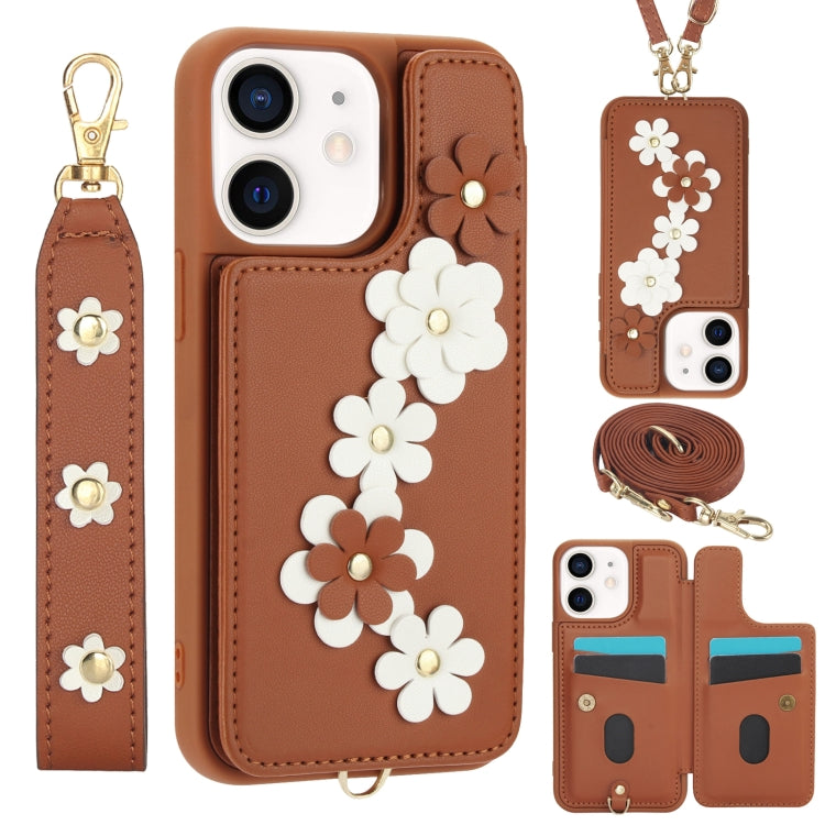 Crossbody Flower Pattern Leather Phone Case, For iPhone 12 Pro Max, For iPhone 11 Pro Max, For iPhone 11, For iPhone 11 Pro